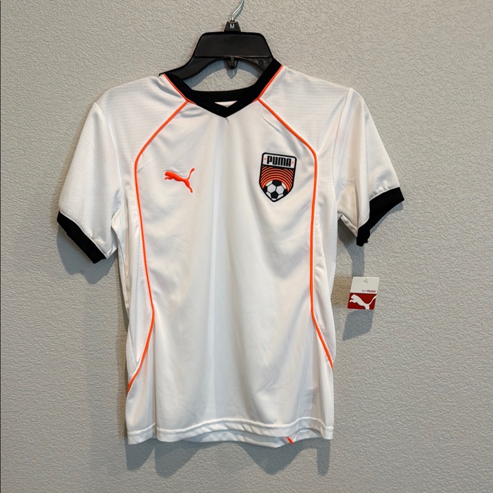 Puma White and Orange Soccer Shirt